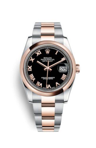 Rolex Datejust 36 Rolesor Everose Domed / Oyster / Black Roman 116201-0092