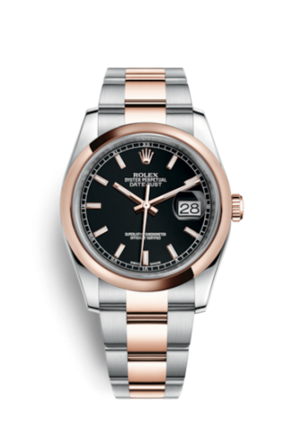 Rolex Datejust 36 Rolesor Everose Domed / Oyster / Black 116201-0094
