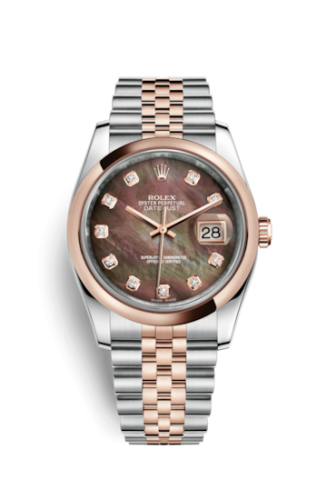 Rolex Datejust 36 Rolesor Everose Domed / Jubilee / Black MOP 116201-0098