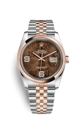 Rolex Datejust 36 Rolesor Everose Domed / Jubilee / Chocolate Floral 116201-0104