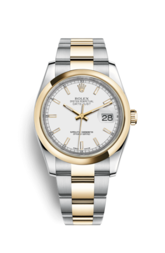 Rolex Datejust 36 Rolesor Yellow Domed / Oyster / White 116203-0124