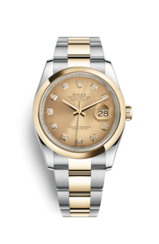Rolex Datejust 36 Rolesor Yellow Domed / Oyster / Champagne Diamonds 116203-0130
