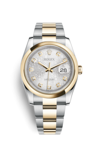 Rolex Datejust 36 Rolesor Yellow Domed / Oyster / Silver Computer 116203-0132