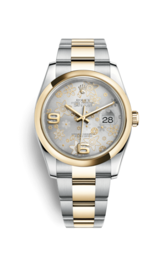 Rolex Datejust 36 Rolesor Yellow Domed / Oyster / Silver Floral 116203-0146