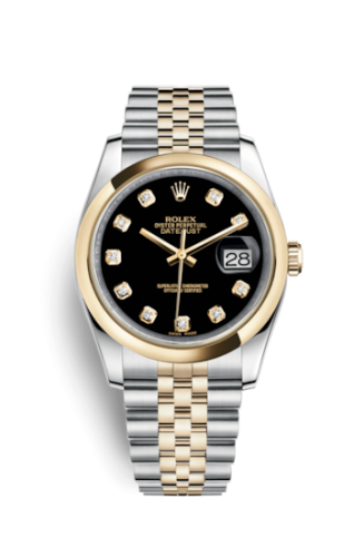 Rolex Datejust 36 Rolesor Yellow Domed / Jubilee / Black Diamond 116203-0168