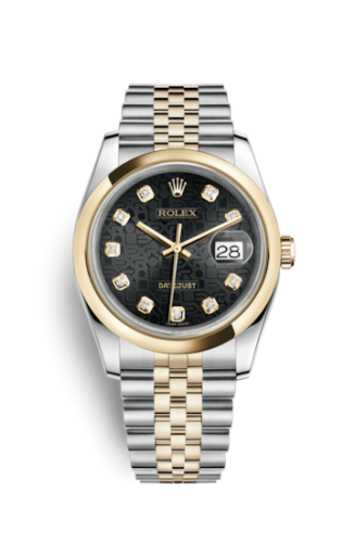 Rolex Datejust 36 Rolesor Yellow Domed / Jubilee / Black Computer 116203-0180
