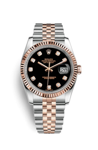 Rolex Datejust 36 Rolesor Everose Fluted / Jubilee / Black Diamonds 116231-0056