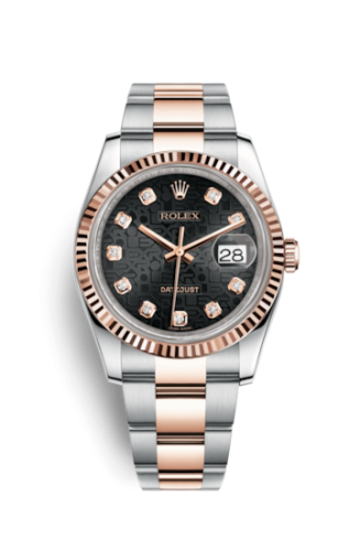 Rolex Datejust 36 Rolesor Everose Fluted / Oyster / Black Computer 116231-0064
