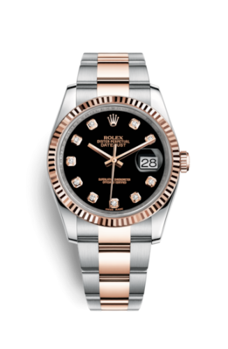 Rolex Datejust 36 Rolesor Everose Fluted / Oyster / Black Diamond 116231-0071