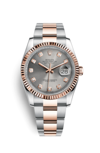 Rolex Datejust 36 Rolesor Everose Fluted / Oyster / Steel Diamonds 116231-0072