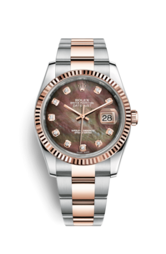 Rolex Datejust 36 Rolesor Everose Fluted / Oyster / Black MOP 116231-0075