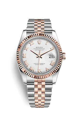 Rolex Datejust 36 Rolesor Everose Fluted / Jubilee / White Roman 116231-0084