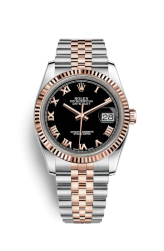 Rolex Datejust 36 Rolesor Everose Fluted / Jubilee / Black Roman 116231-0085