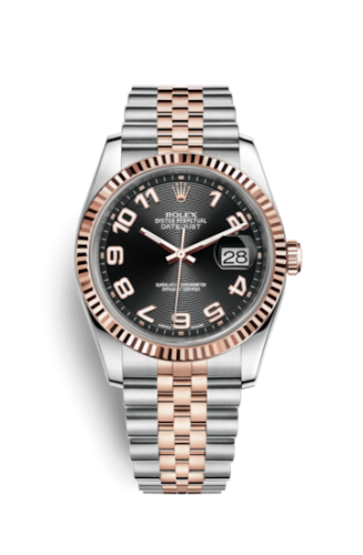 Rolex Datejust 36 Rolesor Everose Fluted / Jubilee / Black Arabic 116231-0090