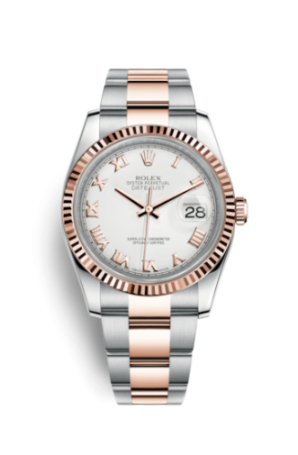 Rolex Datejust 36 Rolesor Everose Fluted / Oyster / White Roman 116231-0092