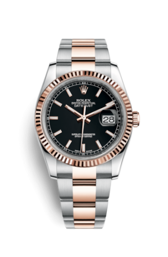 Rolex Datejust 36 Rolesor Everose Fluted / Oyster / Black 116231-0093