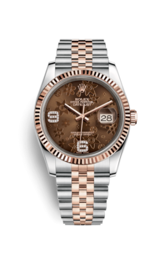 Rolex Datejust 36 Rolesor Everose Fluted / Jubilee / Chocolate Floral 116231-0105