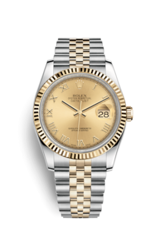 Rolex Datejust 36 Rolesor Yellow Fluted / Jubilee / Champagne Roman 116233-0147