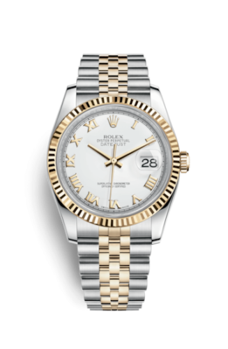 Rolex Datejust 36 Rolesor Yellow Fluted / Jubilee / White Roman 116233-0149