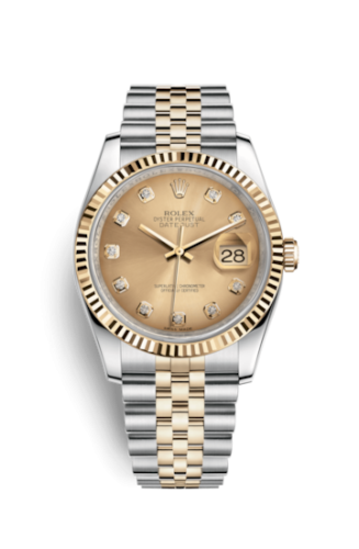 Rolex Datejust 36 Rolesor Yellow Fluted / Jubilee / Champagne Diamonds 116233-0150