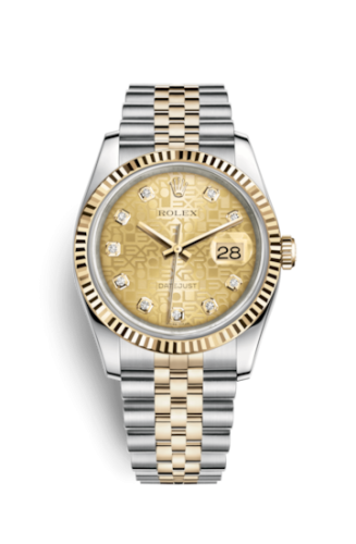 Rolex Datejust 36 Rolesor Yellow Fluted / Jubilee / Champagne Computer 116233-0155
