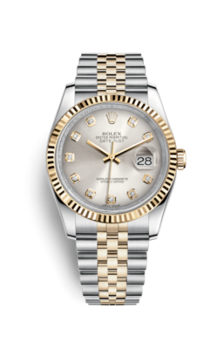 Rolex Datejust 36 Rolesor Yellow Fluted / Jubilee / Silver Diamonds 116233-0157