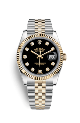 Rolex Datejust 36 Rolesor Yellow Fluted / Jubilee / Black Diamond 116233-0158