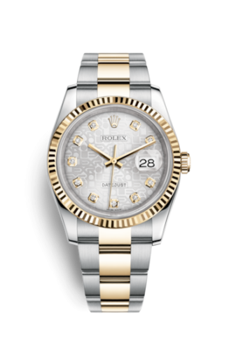 Rolex Datejust 36 Rolesor Yellow Fluted / Oyster / Silver Computer 116233-0168