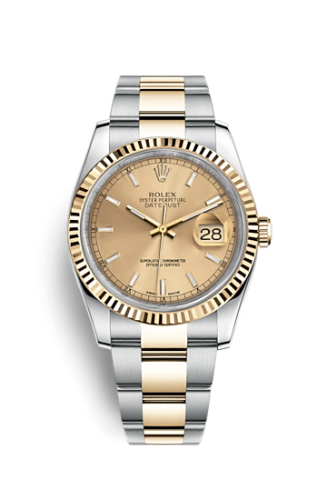Rolex Datejust 36 Rolesor Yellow Fluted / Oyster / Champagne 116233-0172