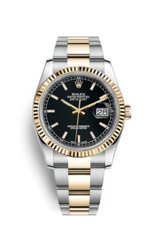 Rolex Datejust 36 Rolesor Yellow Fluted / Oyster / Black 116233-0173