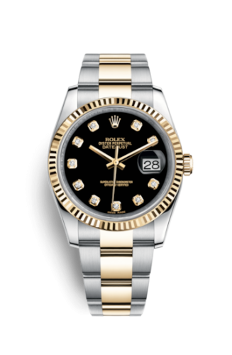 Rolex Datejust 36 Rolesor Yellow Fluted / Oyster / Black Diamond 116233-0175