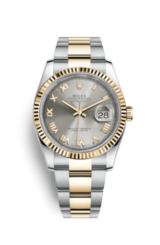 Rolex Datejust 36 Rolesor Yellow Fluted / Oyster / Steel Roman 116233-0180