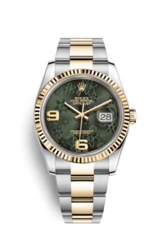 Rolex Datejust 36 Rolesor Yellow Fluted / Oyster / Green Floral 116233-0183