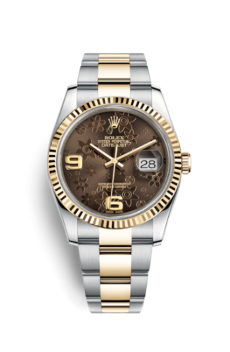 Rolex Datejust 36 Rolesor Yellow Fluted / Oyster / Bronze Floral 116233-0184