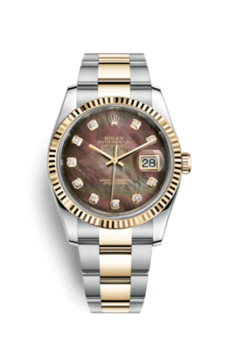 Rolex Datejust 36 Rolesor Yellow Fluted / Oyster / Black MOP 116233-0186