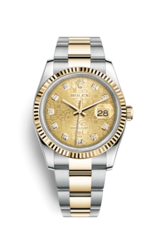 Rolex Datejust 36 Rolesor Yellow Fluted / Oyster / Champagne Computer 116233-0192