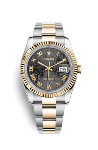 Rolex Datejust 36 Rolesor Yellow Fluted / Oyster / Black Computer Roman 116233-0196