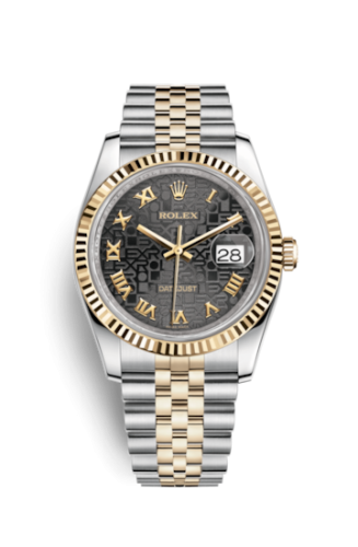 Rolex Datejust 36 Rolesor Yellow Fluted / Jubilee / Black Computer Roman 116233-0198