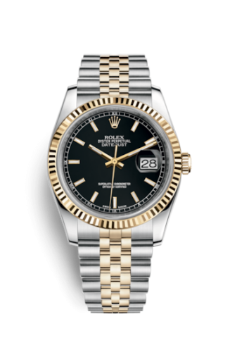 Rolex Datejust 36 Rolesor Yellow Fluted / Jubilee / Black 116233-0199