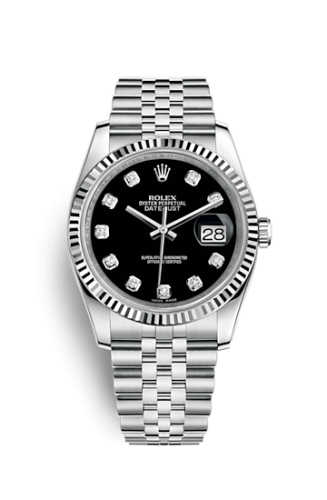 Rolex Datejust 36 Stainless Steel Fluted / Jubilee / Black Diamond 116234-0083