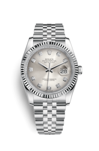 Rolex Datejust 36 Stainless Steel Fluted / Jubilee / Silver Diamond 116234-0084