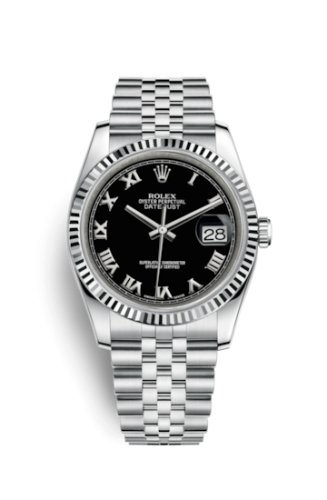 Rolex Datejust 36 Stainless Steel Fluted / Jubilee / Black Roman 116234-0086