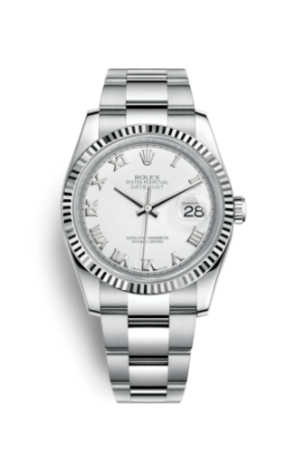 Rolex Datejust 36 Stainless Steel Fluted / Oyster / White Roman 116234-0090