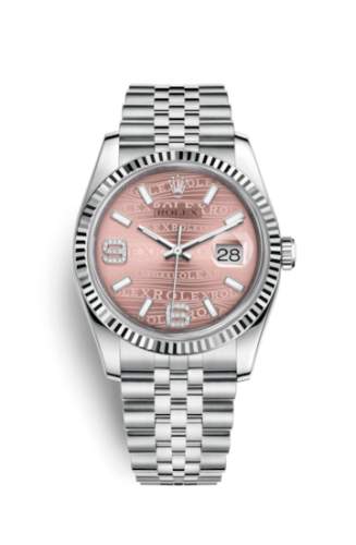 Rolex Datejust 36 Stainless Steel Fluted / Jubilee / Pink Wave 116234-0113
