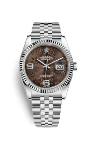 Rolex Datejust 36 Stainless Steel Fluted / Jubilee / Chocolate Floral 116234-0116