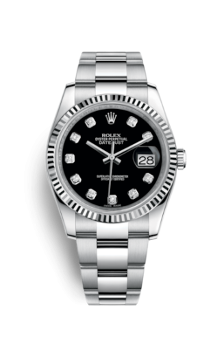 Rolex Datejust 36 Stainless Steel Fluted / Oyster / Black Diamond 116234-0132