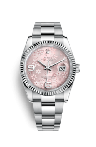 Rolex Datejust 36 Stainless Steel Fluted / Oyster / Pink Floral 116234-0144