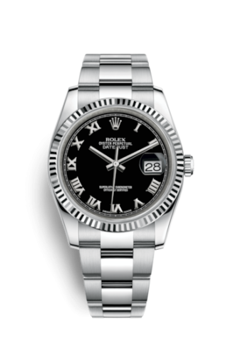 Rolex Datejust 36 Stainless Steel Fluted / Oyster / Black Roman 116234-0146