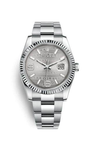 Rolex Datejust 36 Stainless Steel Fluted / Oyster / Rhodium Wave 116234-0153