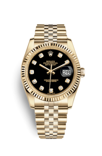 Rolex Datejust 36 Yellow Gold Fluted / Jubilee / Black Diamonds 116238-0067
